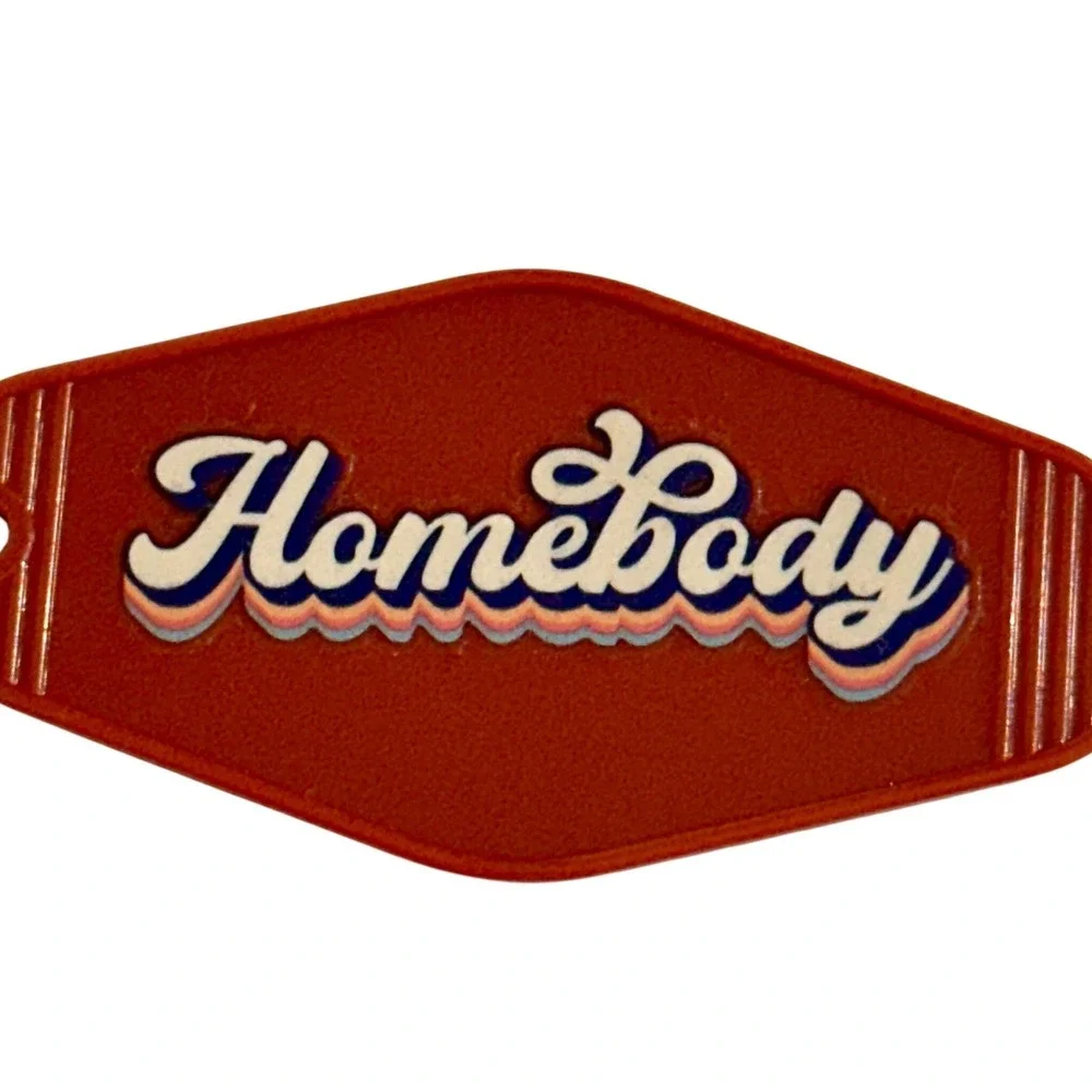 Homebody Retro Motel Keychain Red Vintage Style Handcrafted Introvert Key Fob